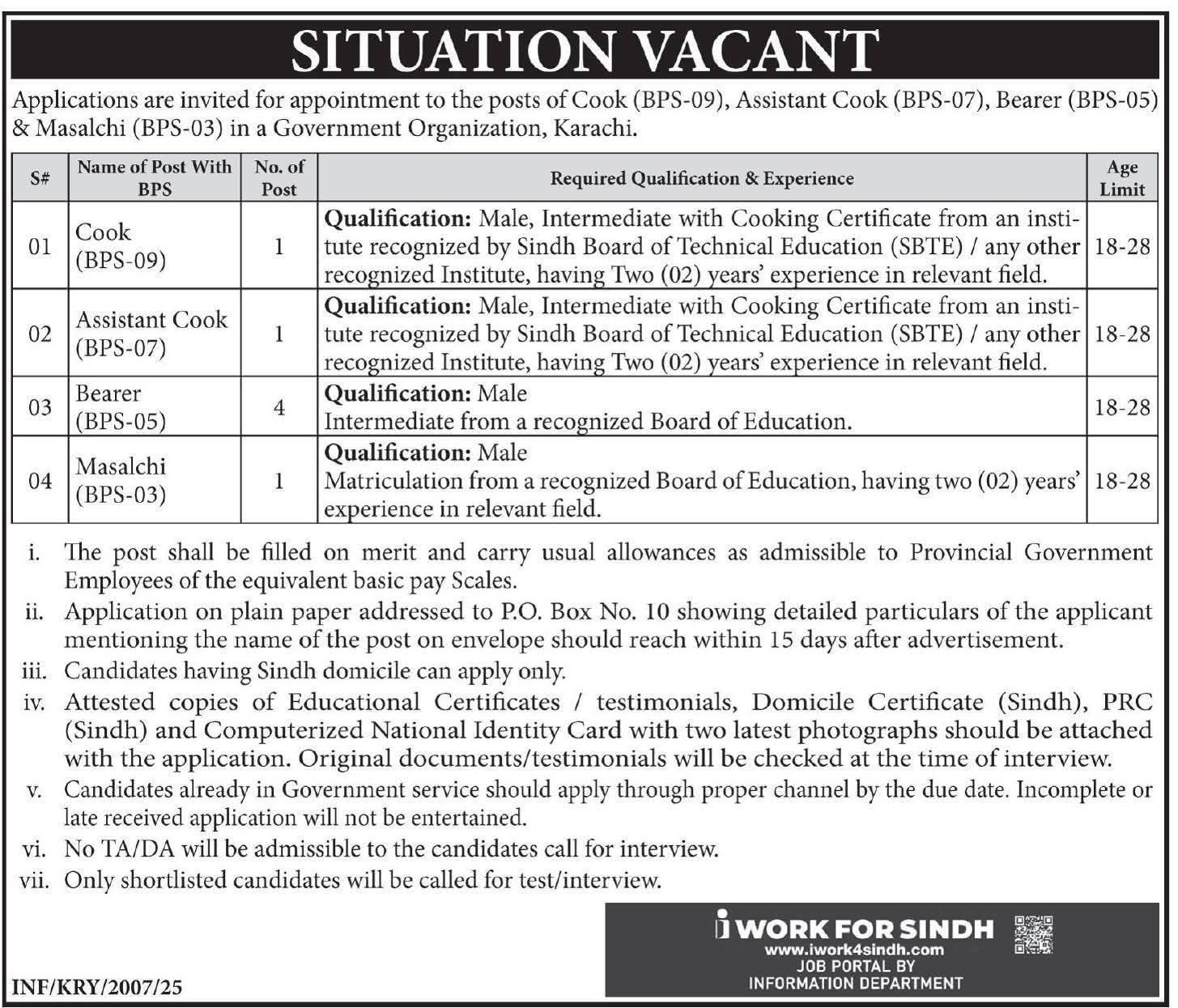 cook jobs in Karachi