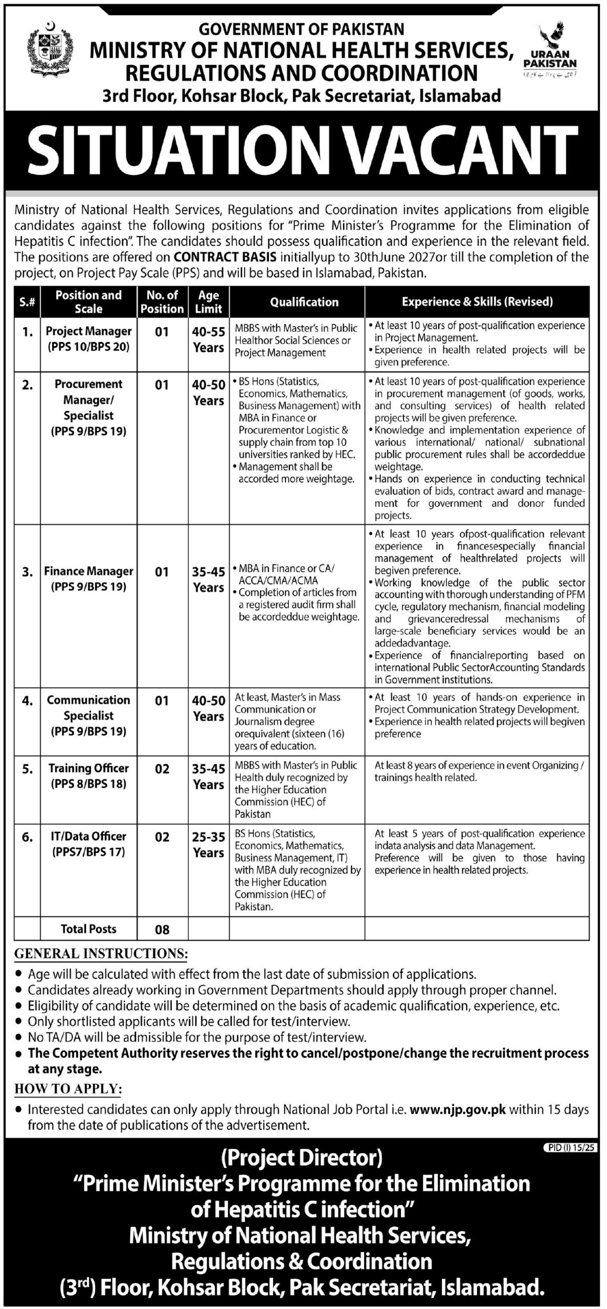 Ministry of National health jobs